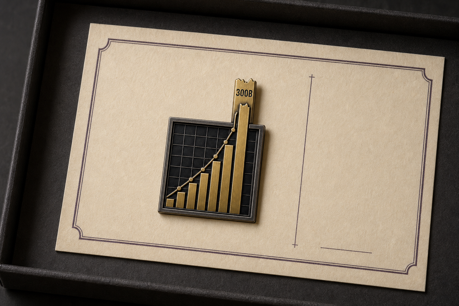 The Y-Axis Broke badge mounted on a cream archival record card